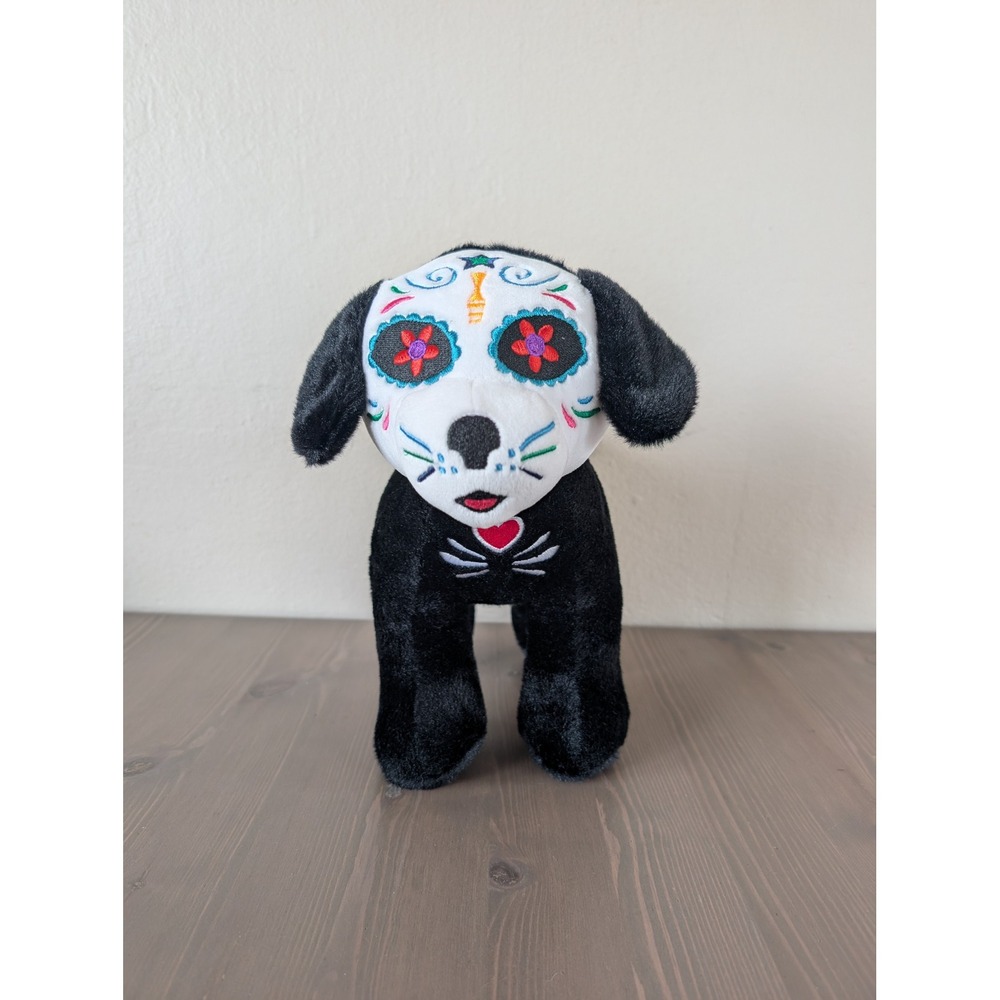 Archie Black Lab‎ Dog Sugar Skull Day of the Dead Plush Dia de Muertos Toy 12"